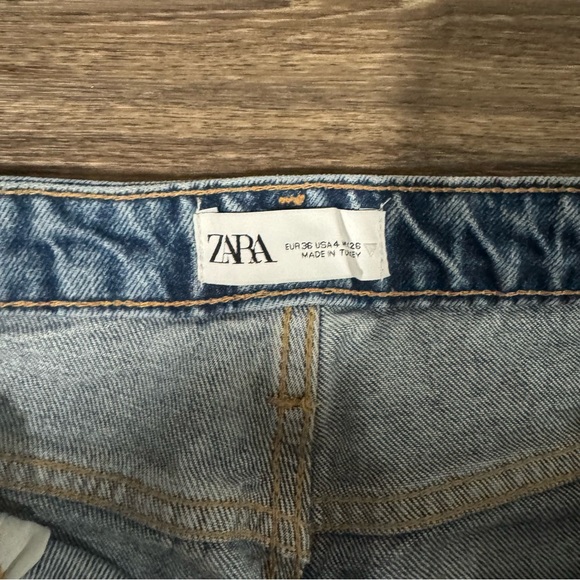 Zara Slim Fit High Waist Rise Ripped Distressed Jeans Light Blue - Picture 10 of 10